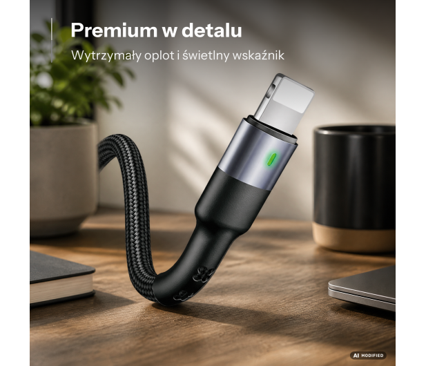 USAMS Kabel pleciony U26 USB-C 1m 3A Fast Charging czarny - 1569051 - zdjęcie 2